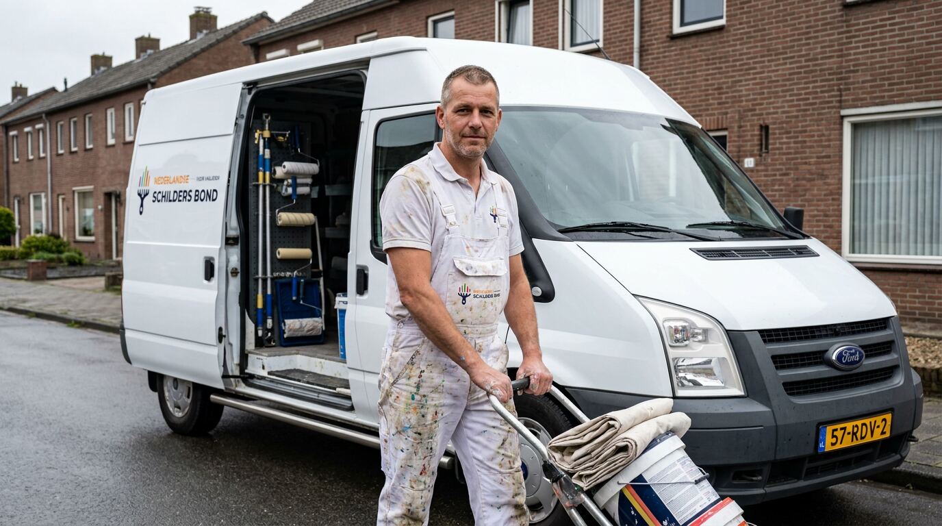 Ervaren Nederlandse vakschilder in zijn atelier